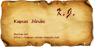 Kapus Jónás névjegykártya